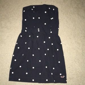 Navy blue polka dotted vintage Hollister dress